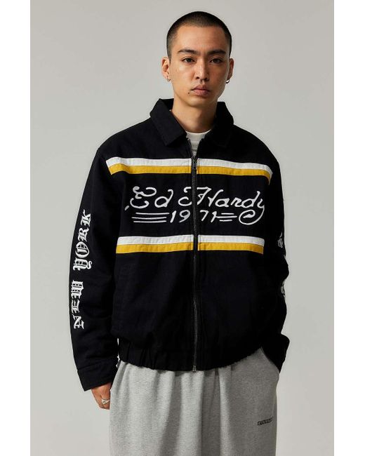 Ed Hardy Black Uo Exclusive Racing Jacket for men