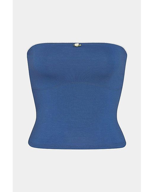RAT BOI Blue Contour Lace Trim Tube Top