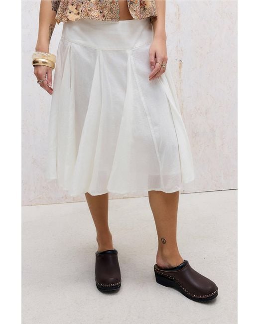 Urban Outfitters White Uo Olga Voile Midi Skirt