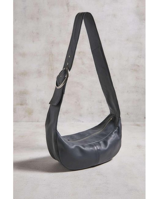 Urban Outfitters Gray Uo Leather Buckle Crossbody Sling Bag
