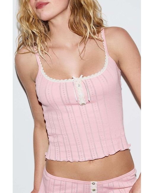 Out From Under Pink Button Pointelle Cami