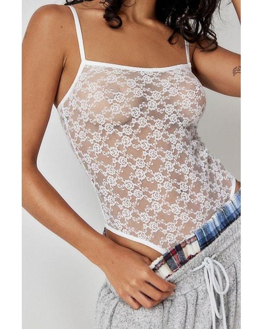 Out From Under White Stretch Lace Bodysuit
