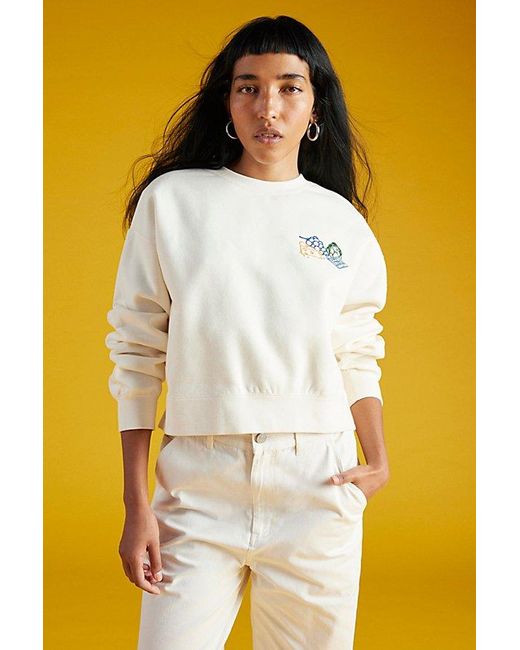 Obey Yellow Farmers Market Embroidered Crew Neck Sweatshirt