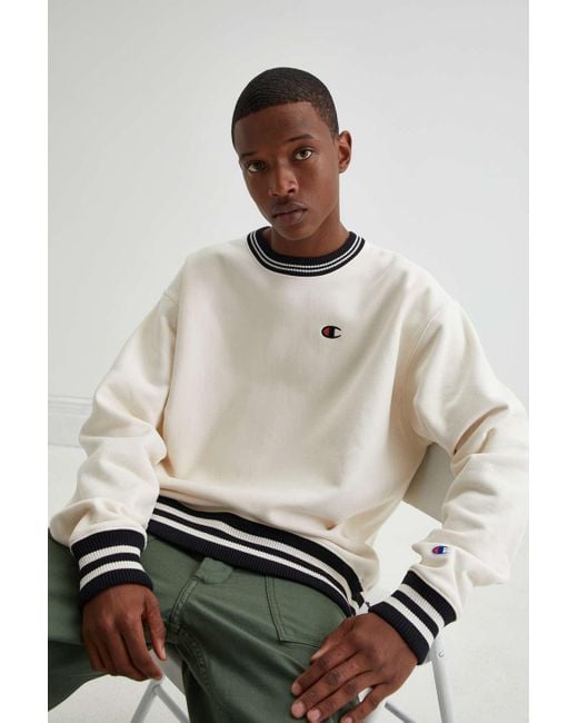 Champion Natural Uo Exclusive Reverse Weave Tipped Crew Neck Sweatshirt for men