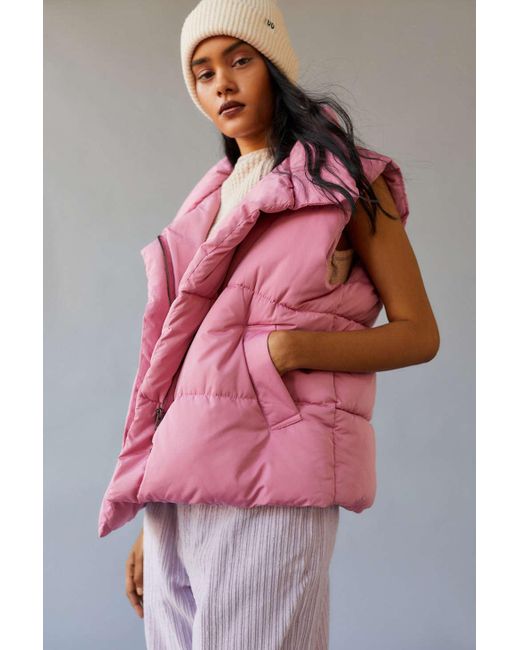 Urban Outfitters Pink Uo Corrine Puffer Vest