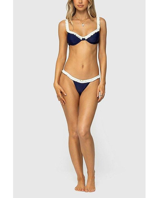 Edikted Blue Kellie Ruffled Bikini Bottom