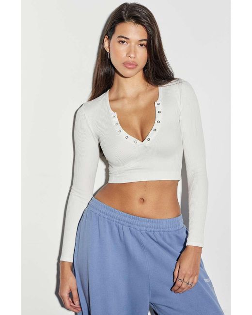 Urban Outfitters White Uo Claudia Henley Top