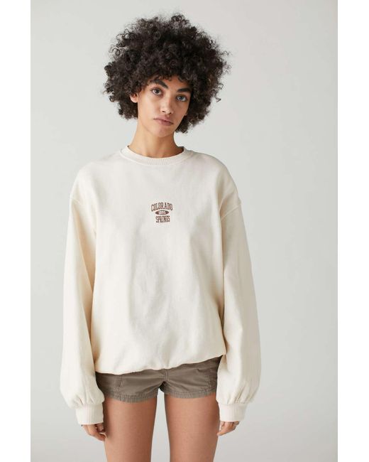 Urban Outfitters White Colorado Springs Washed Crew Neck Sweatshirt