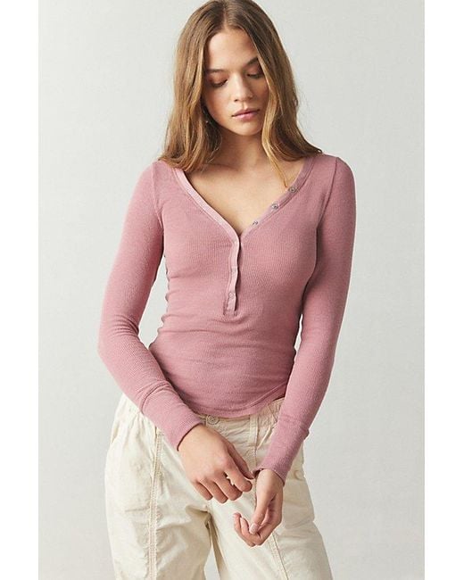 Out From Under Pink Everyday Snap Henley Top