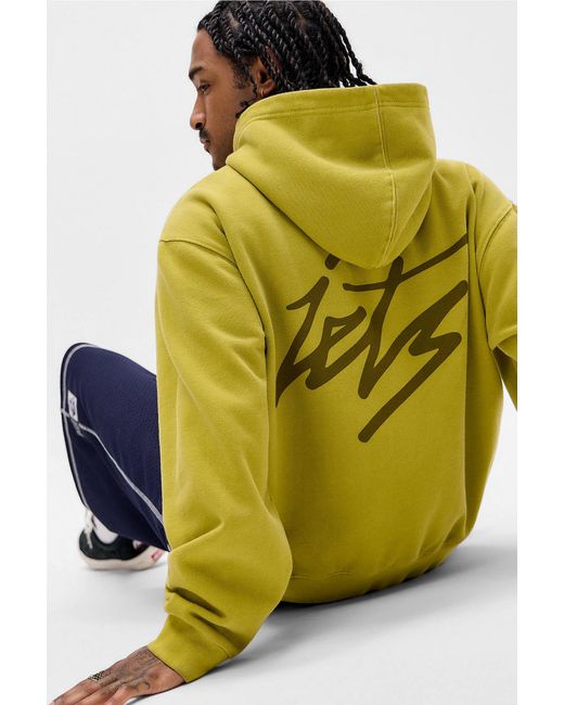 iets frans Yellow Lime Script Zip-through Hoodie for men