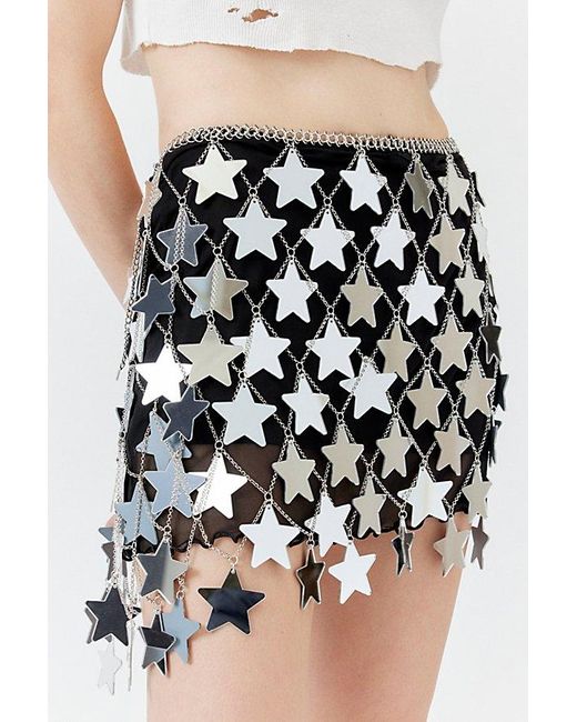 Urban Outfitters White Vega Mirrored Star Skirt