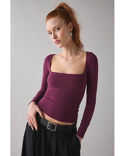 Out From Under Purple Ruby Square Neck Long Sleeve Cropped Tee