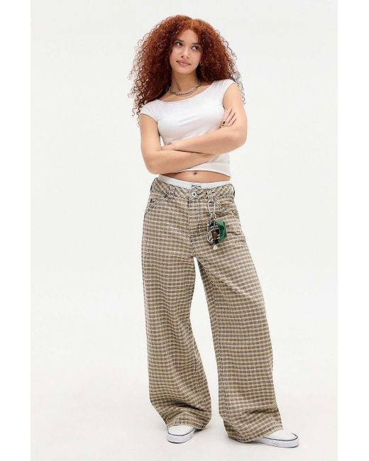 BDG Natural Check Baggy Carpenter Trousers Xl At Urban Outfitters