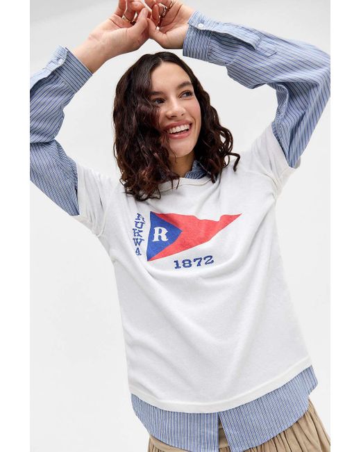 Urban Outfitters White Uo Flag Hemp Relaxed T-shirt
