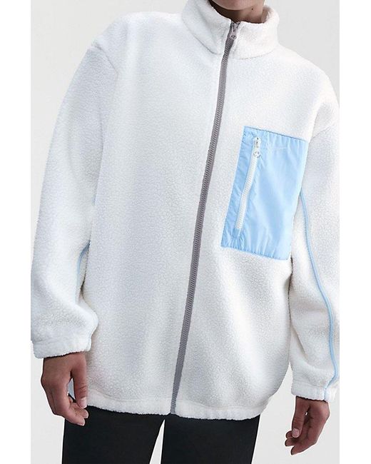 Nike Women's White Sportswear Full-Zip High Pile Fleece Jacket