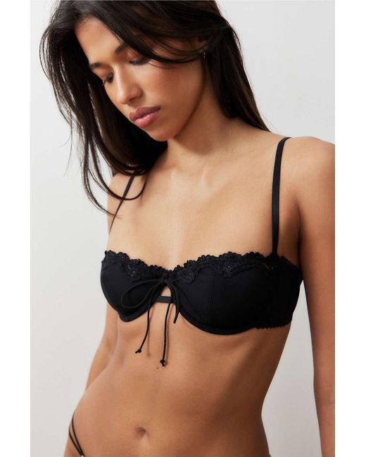 Out From Under Black Tie-front Wired Bra
