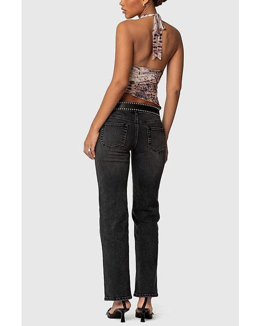 Edikted Black Mesh Asymmetric Halter Top