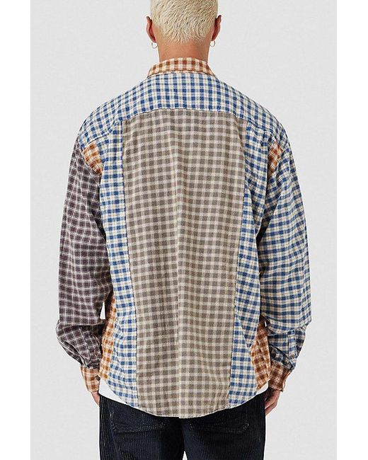 Barney Cools Blue Cabin 2.0 Mixed Plaid Flannel Shirt Top for men