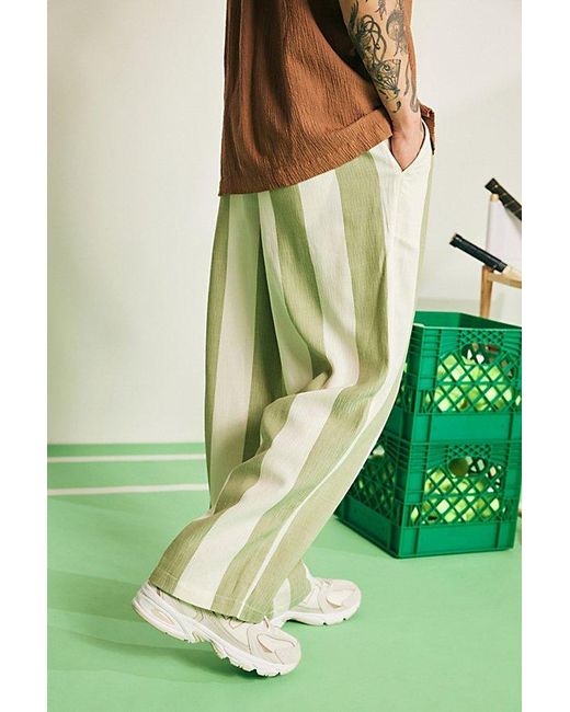 Standard Cloth Green Striped Resort Pant for men