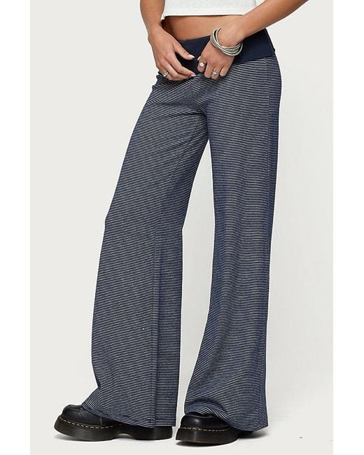 Edikted Blue Amarna Striped Fold Over Pants