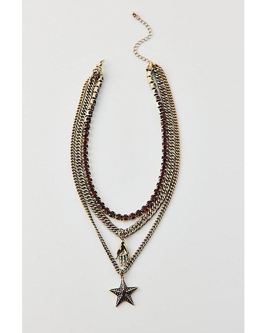 Urban Outfitters Brown Star Rhinestone Layered Necklace