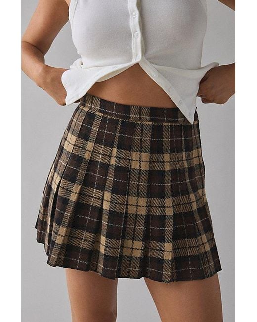 Vintage & ReMADE by UO Natural Vintage By Uo Plaid Mini Skirt