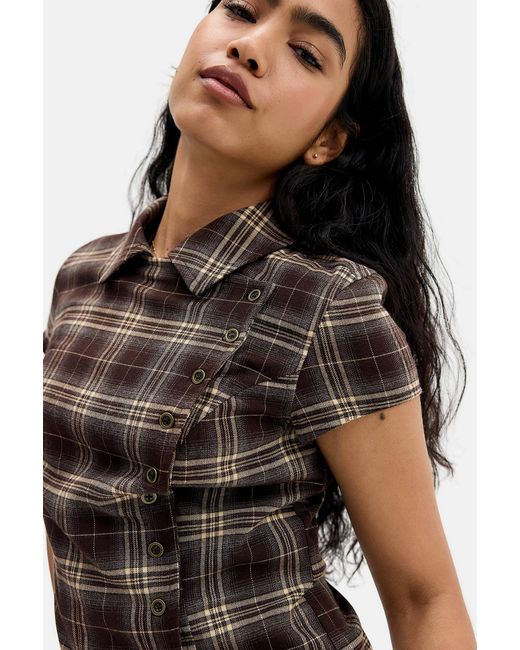BDG Black Blake Check Military Shirt