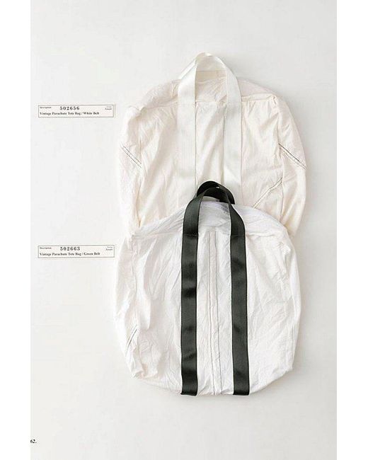 Puebco White Recycled Vintage Parachute Tote Bag