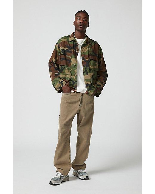 Urban Renewal Green Remade Cropped Camo Jacket for men