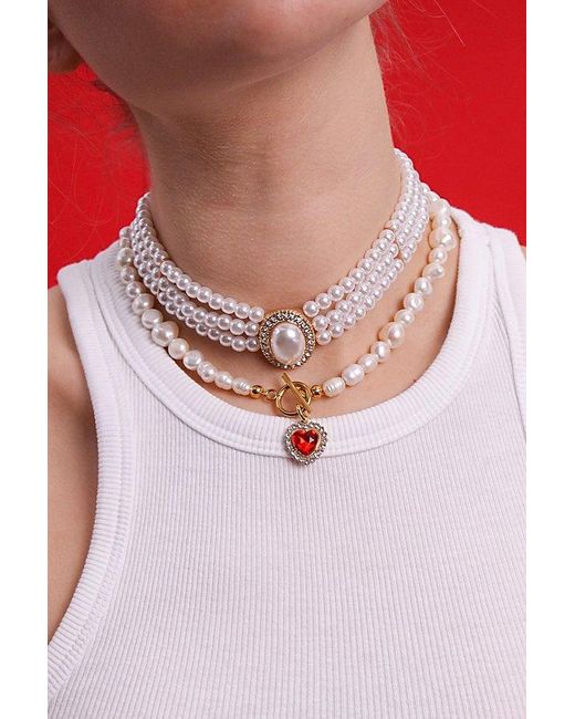 Velvet Luna Pink Milena Freshwater Pearl Heart Necklace