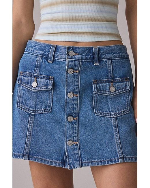 Levi's Blue Button-Front Denim Mini Skort