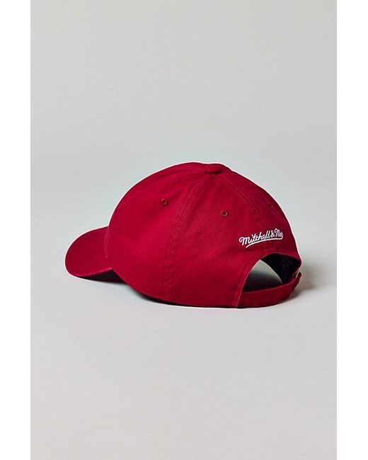 Mitchell & Ness Red Mlb Los Angeles Dodgers Logo Dad Hat for men