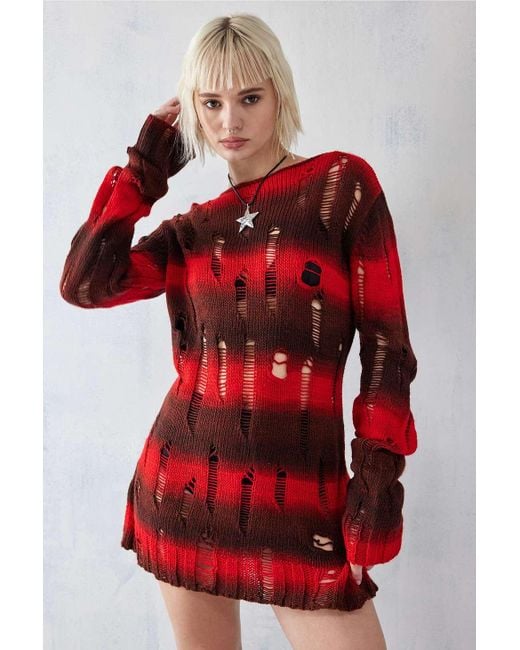 Urban Outfitters Uo Hailey Open-stitch Laddered Knit Dress