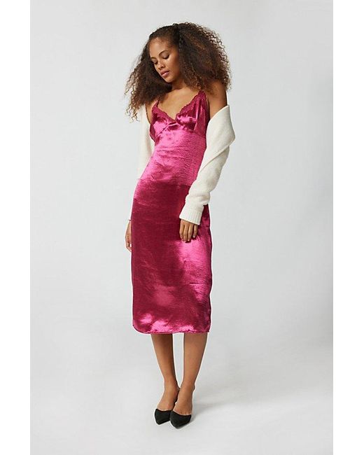 Urban Outfitters Red Uo Chloe Satin Slip Dress