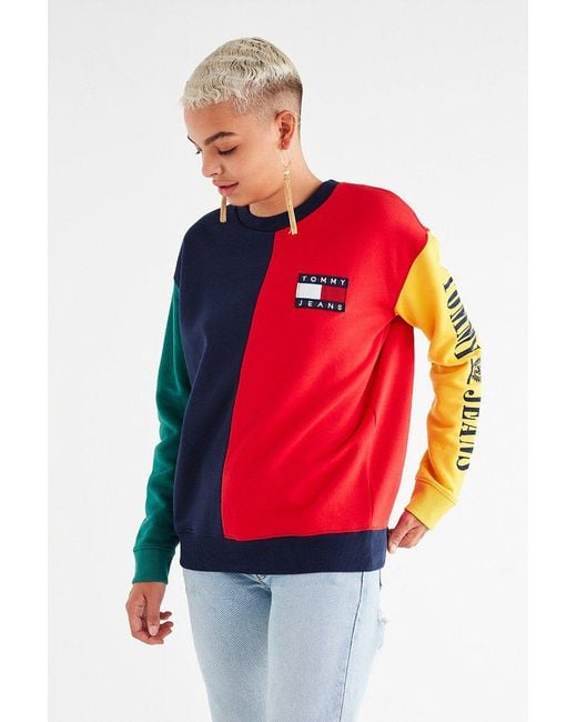 Tommy Hilfiger Tommy Jeans 90s Colorblock Sweatshirt in Red Lyst