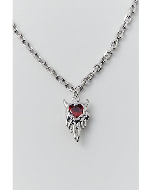 Urban Outfitters Metallic Devil Heart Pendant Necklace for men