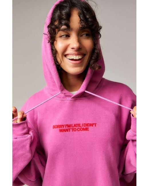 Urban Outfitters Pink Uo Sorry I'm Late Hoodie Dress