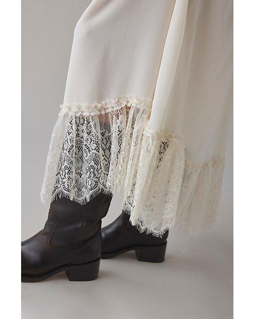 Kimchi Blue Natural Shauna Low-Rise Semi-Sheer Lace Trim Maxi Skirt