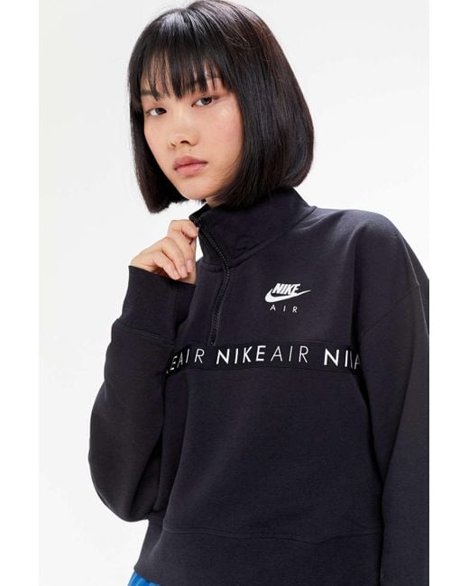 Nike Nike Air Cropped Quarter-zip Sweatshirt in Blue | Lyst