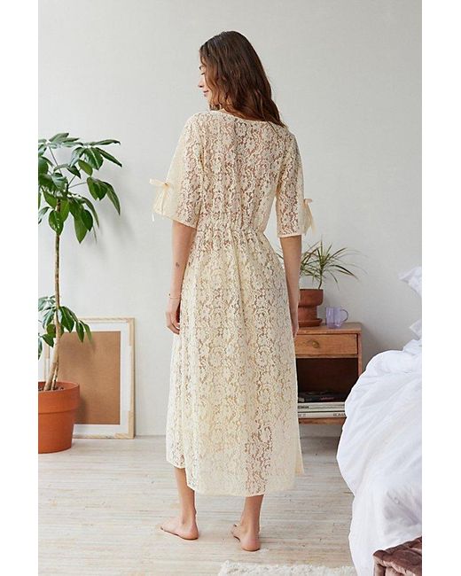 Urban Outfitters Natural Sheer Lace Robe