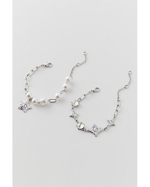 Urban Outfitters Metallic Mixed Pearl Star Bracelet Set