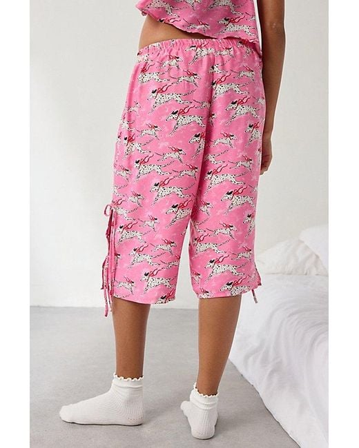 Out From Under Pink Goodnight Kiss Side-Tie Satin Long Pajama Short