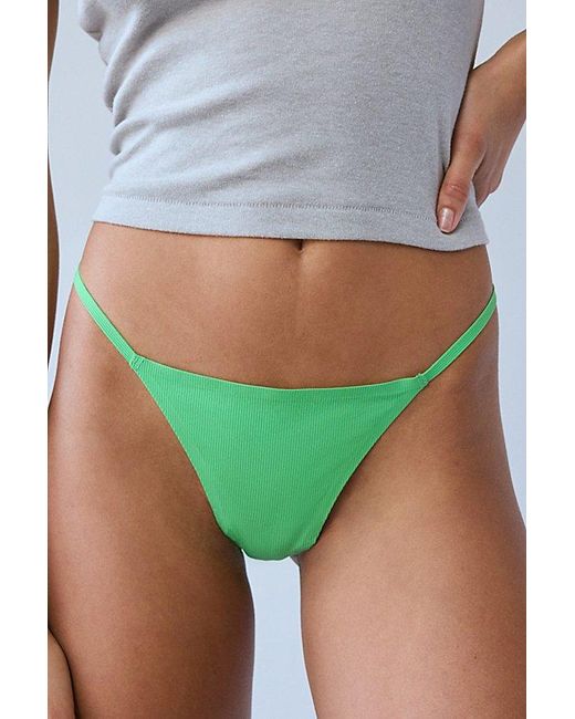 Out From Under Blue Ribbed Base Layer Thong