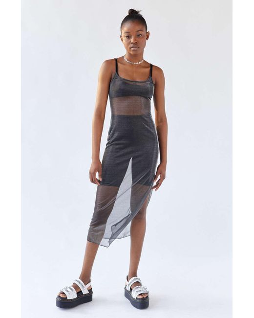 Urban Outfitters Uo Rafaela Sheer Shimmer Midi Dress in Black Lyst Canada