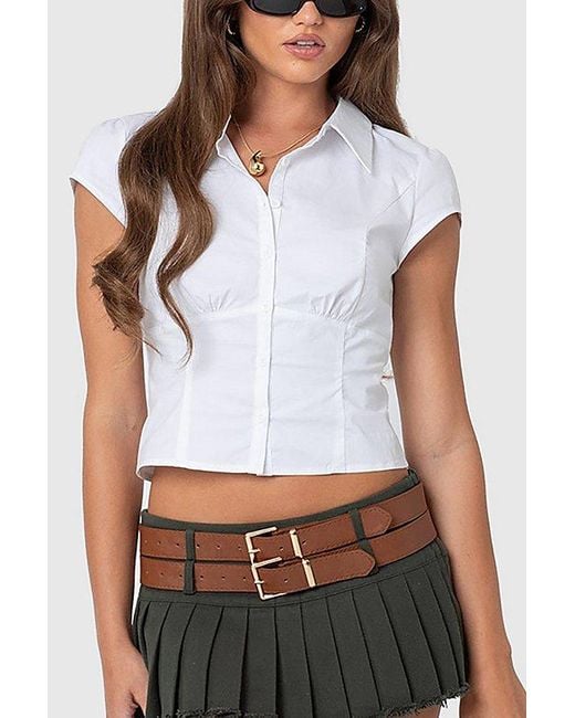 Edikted White Massie Tailored Button Up Shirt Top