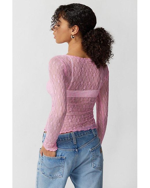 Out From Under Pink Libby Sheer Long Sleeve Top