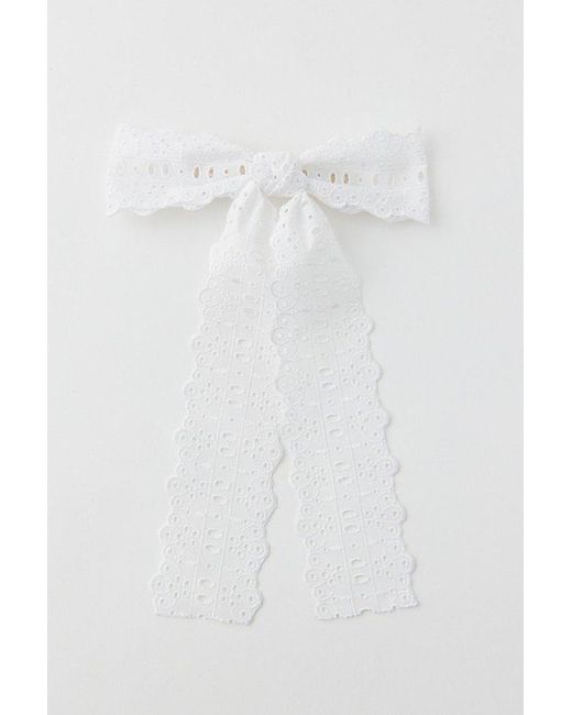 Urban Outfitters White Willa Eyelet Hair Bow Barrette