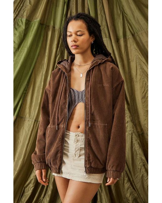 BDG Brown Hooded Corduroy Skate Jacket