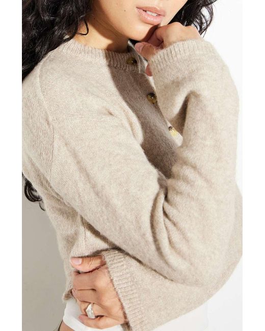 Urban Outfitters Natural Uo Crew Cardigan
