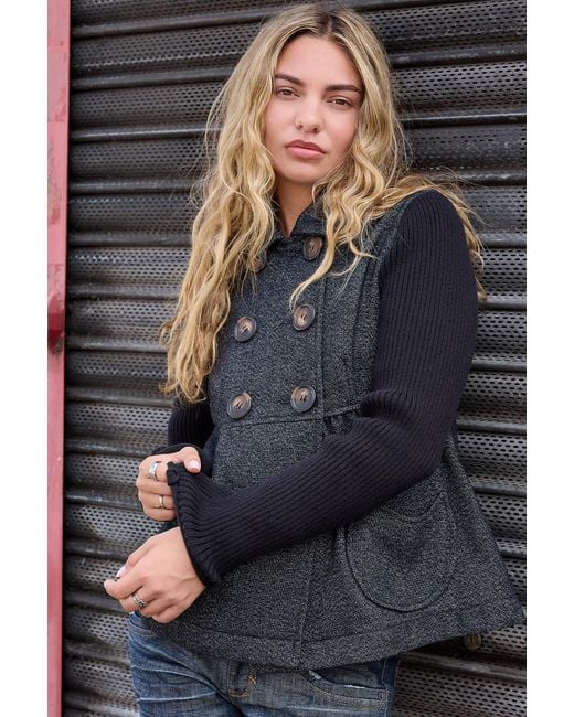 Kimchi Blue Gray Annabel Wool Pea Coat Jacket